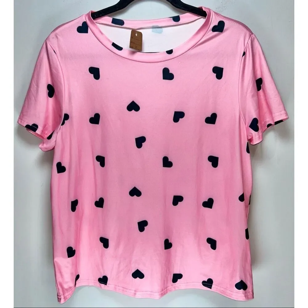 Pink heart pajama set size medium